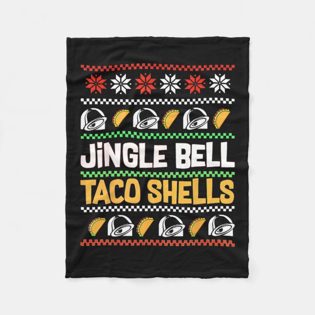 Christmas Jingle Bells Taco Shells Funny Ugly Xmas Fleece Blanket (Front)