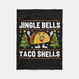 Christmas Jingle Bells Taco Shells Funny Xmas Taco Fleece Blanket
