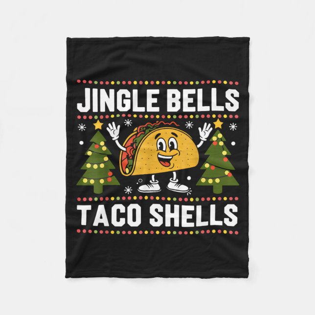 Christmas Jingle Bells Taco Shells Funny Xmas Taco Fleece Blanket (Front)