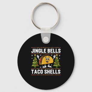 Christmas Jingle Bells Taco Shells Funny Xmas Taco Key Ring
