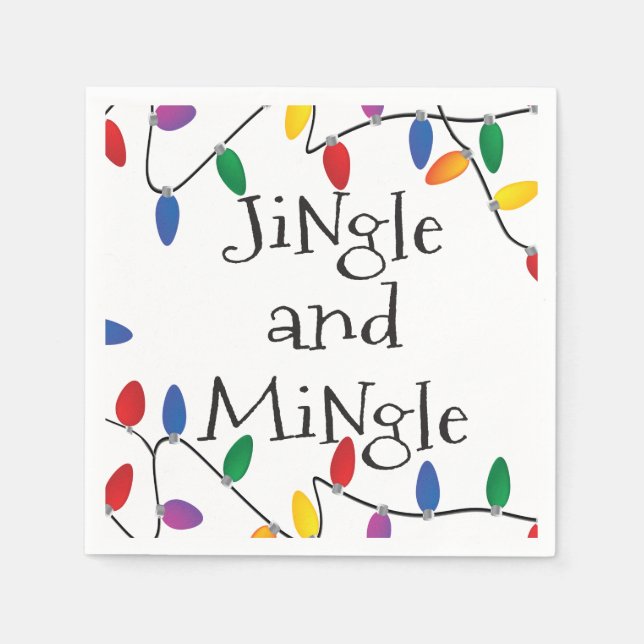 Christmas Jingle Lights Cocktail Party Napkins (Front)