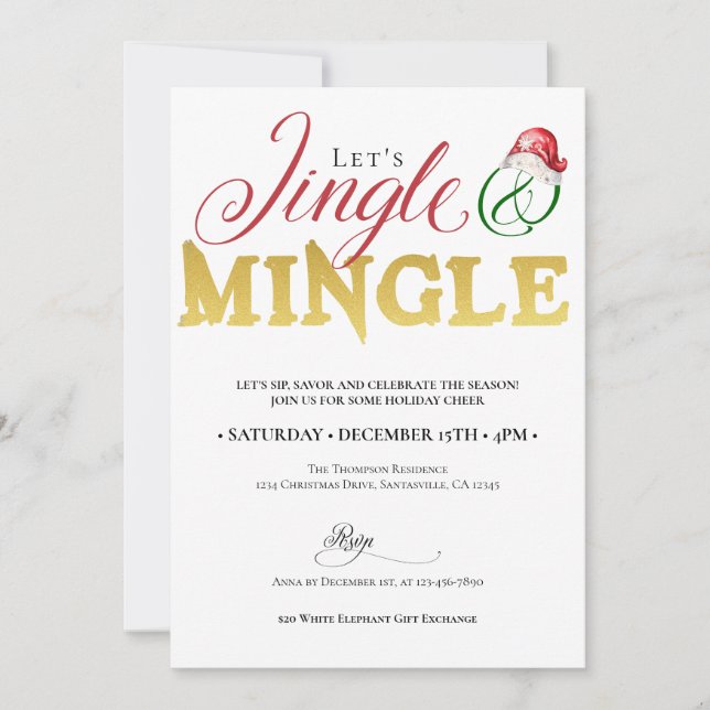 Christmas Jingle Mingle Xmas Holiday Season Party Invitation (Front)