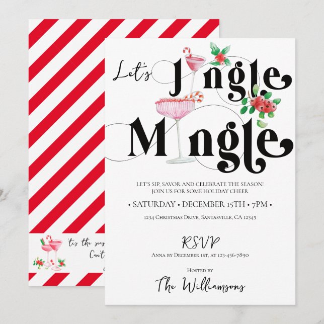 Christmas Jingle Mingle Xmas Holiday Season Party Invitation (Front/Back)