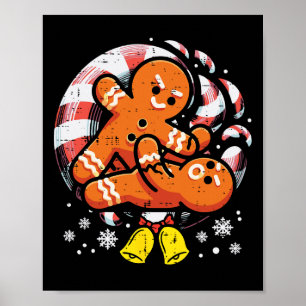 Christmas Jiu Jitsu Gingerbread Xmas Bjj Wrestling Poster