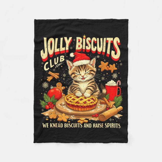 Christmas Jolly Biscuits Club Cute Cat Lovers Baki Fleece Blanket (Front)