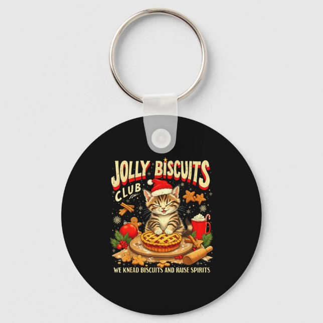 Christmas Jolly Biscuits Club Cute Cat Lovers Baki Key Ring (Front)