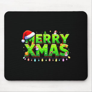 Christmas Jolly Creeper Pixel Art Xmas Funny Gamer Mouse Mat
