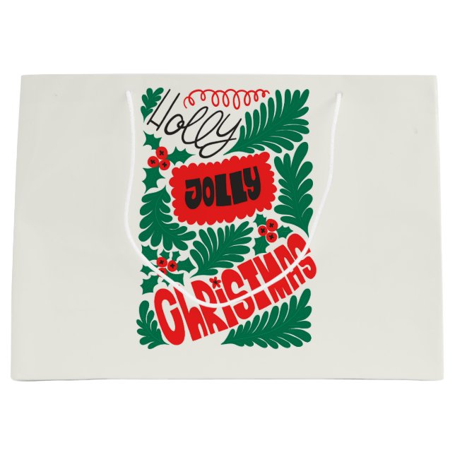 Christmas Jolly Green and Red Large Gift Bag (Front)