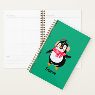 Christmas Jolly Penguin in Scarf with Ear Muffs Planner
