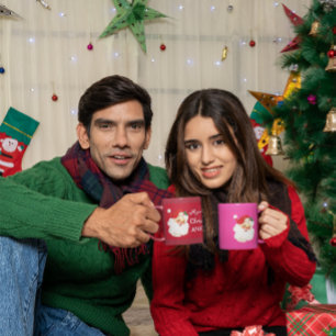 Christmas Jolly Santa Claus Pink Merry Greeting  Coffee Mug