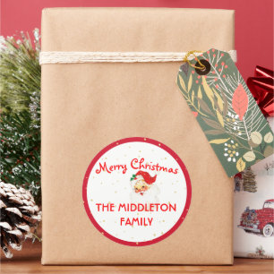 Christmas Jolly Santa Claus Red Fun Merry  Classic Round Sticker