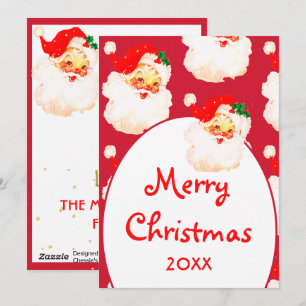 Christmas Jolly Santa Claus Red Merry Greeting Holiday Card