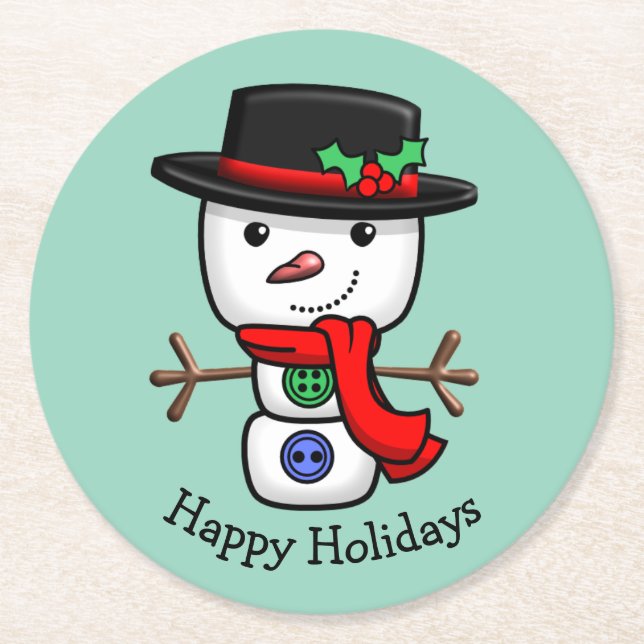 Christmas Jolly Snowman Coaster (Front)