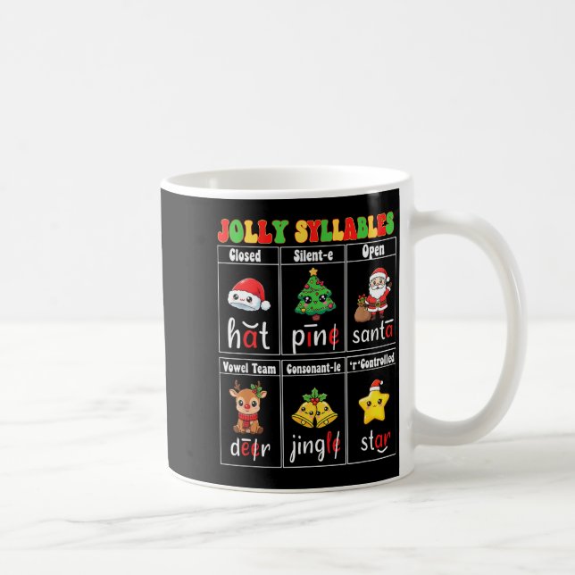 Christmas Jolly Syllables Teacher Students Funny S Coffee Mug (Right)