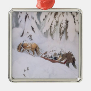 Christmas Journey Through the Snow (by Kittelsen) Metal Tree Decoration