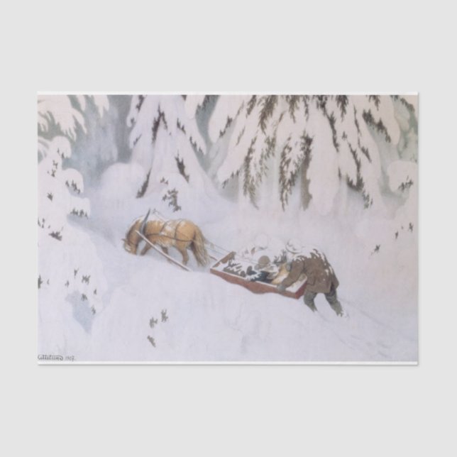 Christmas Journey Through the Snow (by Kittelsen) Tissue Paper (Front)