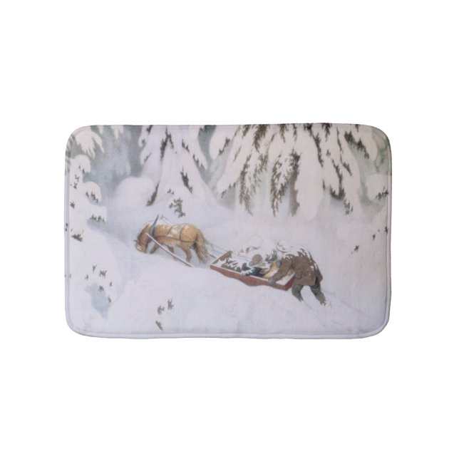 Christmas Journey Through the Snow in Winter Bath Mat (Front)