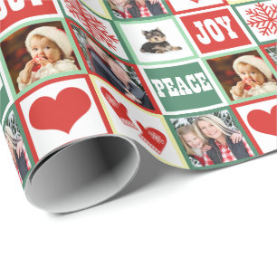 Christmas Joy Add Four Favourite Family Photos Wrapping Paper