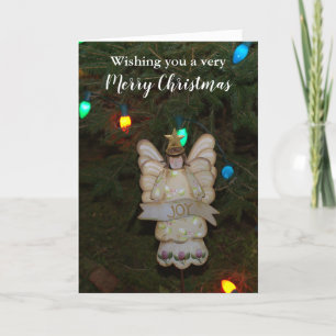 Christmas Joy Angel Tree Lights Holiday Card