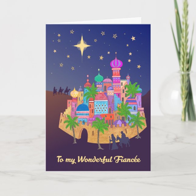 Christmas Joy Bethlehem for Fiancee Card (Front)