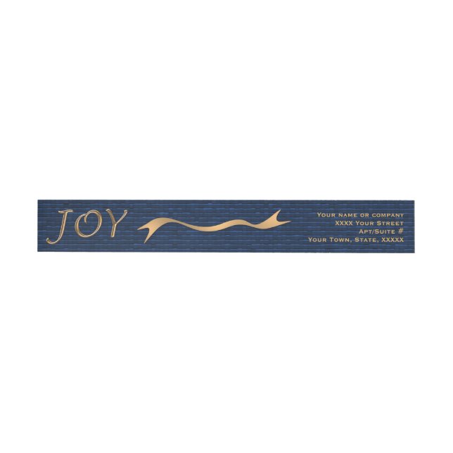 Christmas Joy blue gold elegant wrap around return Label (Individual)