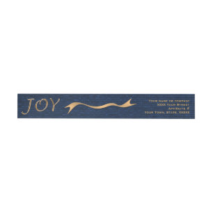 Christmas Joy blue gold elegant wrap around return Wrap Around Label