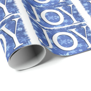 Christmas JOY Blue Pattern Wrapping Paper