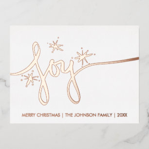 Christmas Joy Blush Hand Lettering Pressed Foil H Holiday Postcard
