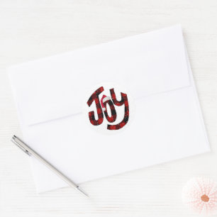 Christmas Joy Buffalo Plaid  Classic Round Sticker