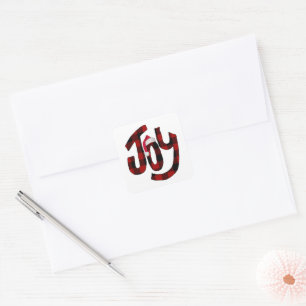 Christmas Joy Buffalo Plaid  Square Sticker