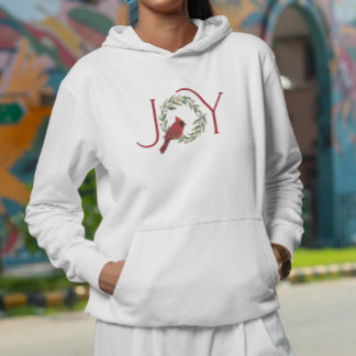 Christmas JOY Cardinal in Wreath Hoodie
