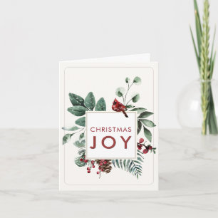 Christmas Joy Cardinal with little bird on back Note Card