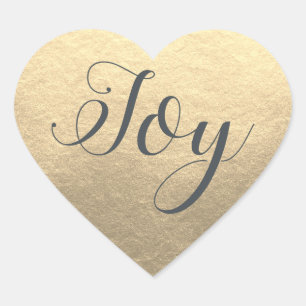Christmas Joy Champagne Gold Heart Sticker