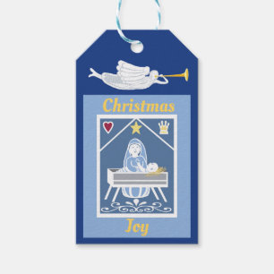 Christmas Joy Christian Nativity scene Gift Tags