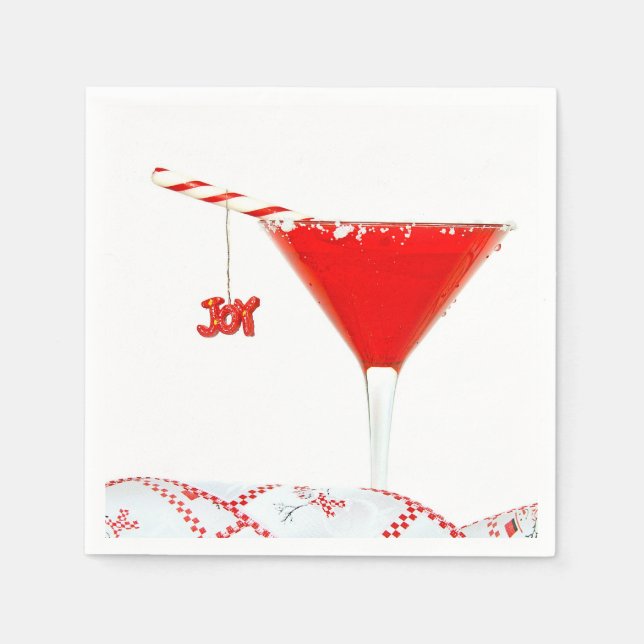 Christmas Joy Cocktail with Candy Cane  Napkin (Front)
