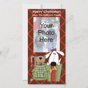 Christmas Joy, Dog & Cat Custom Photo Cards, Vert. Holiday Card