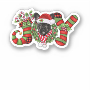 Christmas Joy Dwarf Stocking Black French Bulldog