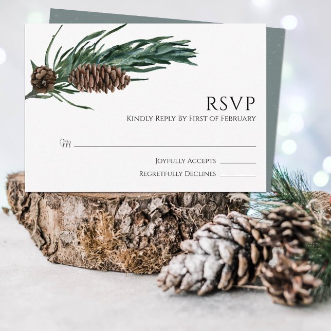 Christmas Joy | Elegant Watercolor Winter Wedding RSVP Card (Creator Uploaded)