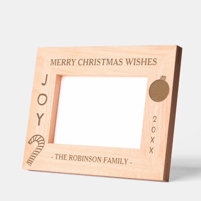 Christmas Joy Family Name 6 x 4, 7 x 5 Photo Etched Frames (Left)