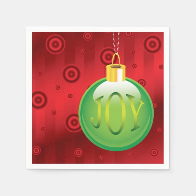 Christmas Joy Green Ornament Holiday Red Xmas Napkin (Front)