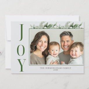 Christmas Joy Green Photo Holiday Card