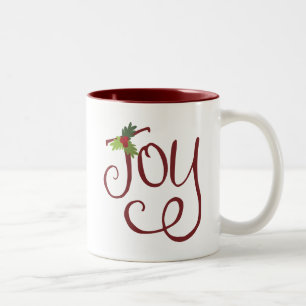 Christmas Joy Hand-Lettered Script Typography Two-Tone Coffee Mug