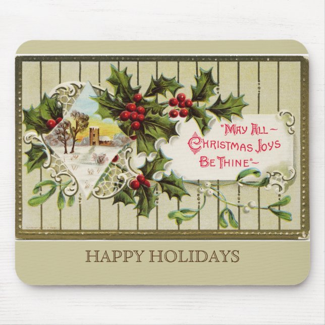 Christmas Joy Happy Holidays Mousepad (Front)