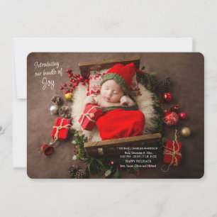 Christmas Joy Holiday Birth Announcement