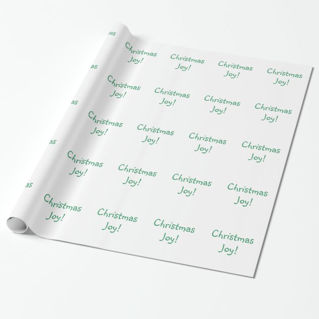 Christmas Joy Holiday Green Font Wrapping Paper (Unrolled)
