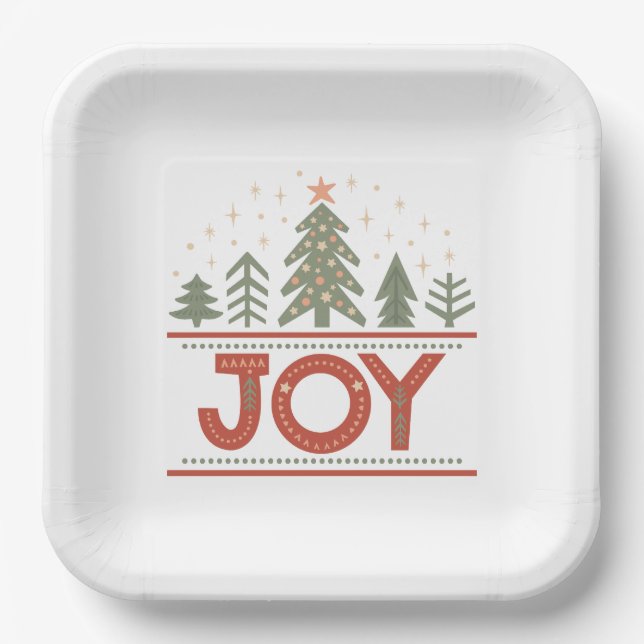 Christmas Joy Holiday Paper Plate (Front)
