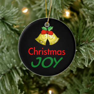Christmas joy (holly bells) ceramic tree decoration