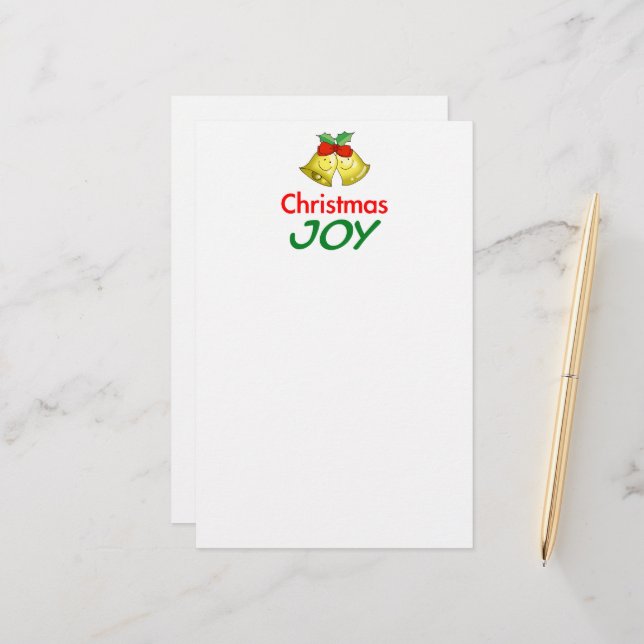 Christmas joy (holly bells) stationery (Front/Back In Situ)