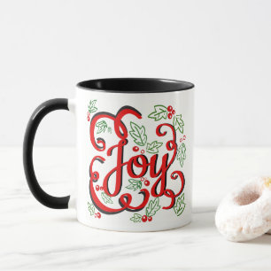 Christmas Joy Holly Berries & Leaves Mug