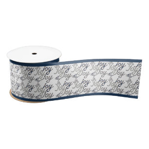 Christmas Joy Houndstooth And Tartan Pattern Satin Ribbon
